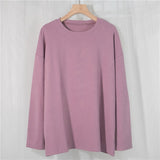 Spring Summer Women 6 Colors T-shirt  Casual Long Sleeve Loose Bottoming Solid Female Basic Thick Tops