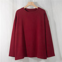 Spring Summer Women 6 Colors T-shirt  Casual Long Sleeve Loose Bottoming Solid Female Basic Thick Tops