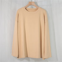 Spring Summer Women 6 Colors T-shirt  Casual Long Sleeve Loose Bottoming Solid Female Basic Thick Tops
