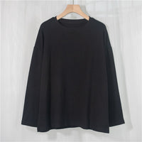 Spring Summer Women 6 Colors T-shirt  Casual Long Sleeve Loose Bottoming Solid Female Basic Thick Tops