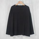 Spring Summer Women 6 Colors T-shirt  Casual Long Sleeve Loose Bottoming Solid Female Basic Thick Tops