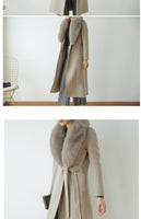Autumn Winter Fashion  100% Real Wool Cloak Women with Real Fox Fur Collar Removable Woolen Coat