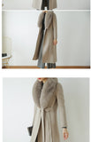 Autumn Winter Fashion  100% Real Wool Cloak Women with Real Fox Fur Collar Removable Woolen Coat