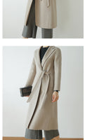 Autumn Winter Fashion  100% Real Wool Cloak Women with Real Fox Fur Collar Removable Woolen Coat