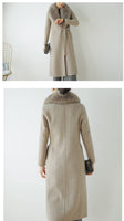 Autumn Winter Fashion  100% Real Wool Cloak Women with Real Fox Fur Collar Removable Woolen Coat