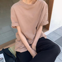 Spring Summer Women 6 Colors T-shirt  Casual Long Sleeve Loose Bottoming Solid Female Basic Thick Tops