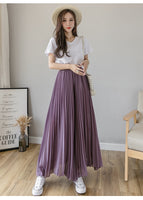 New Solid Color Wide Leg Pants Women Chic Pleated Elastic High Waist Loose Trousers Summer Casual Flowing Chiffon Pants