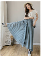 New Solid Color Wide Leg Pants Women Chic Pleated Elastic High Waist Loose Trousers Summer Casual Flowing Chiffon Pants