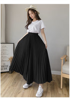 New Solid Color Wide Leg Pants Women Chic Pleated Elastic High Waist Loose Trousers Summer Casual Flowing Chiffon Pants