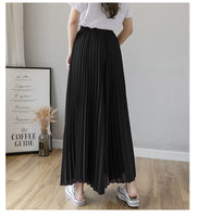 New Solid Color Wide Leg Pants Women Chic Pleated Elastic High Waist Loose Trousers Summer Casual Flowing Chiffon Pants