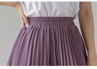 New Solid Color Wide Leg Pants Women Chic Pleated Elastic High Waist Loose Trousers Summer Casual Flowing Chiffon Pants