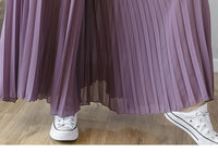 New Solid Color Wide Leg Pants Women Chic Pleated Elastic High Waist Loose Trousers Summer Casual Flowing Chiffon Pants