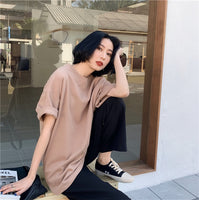 Spring Summer Women 6 Colors T-shirt  Casual Long Sleeve Loose Bottoming Solid Female Basic Thick Tops