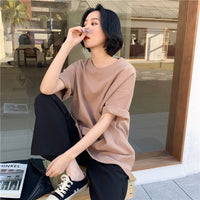 Spring Summer Women 6 Colors T-shirt  Casual Long Sleeve Loose Bottoming Solid Female Basic Thick Tops
