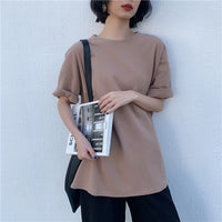 Spring Summer Women 6 Colors T-shirt  Casual Long Sleeve Loose Bottoming Solid Female Basic Thick Tops