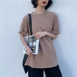 Spring Summer Women 6 Colors T-shirt  Casual Long Sleeve Loose Bottoming Solid Female Basic Thick Tops