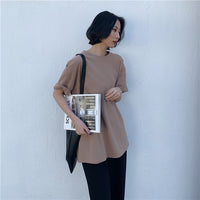 Spring Summer Women 6 Colors T-shirt  Casual Long Sleeve Loose Bottoming Solid Female Basic Thick Tops