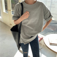 Spring Summer Women 6 Colors T-shirt  Casual Long Sleeve Loose Bottoming Solid Female Basic Thick Tops
