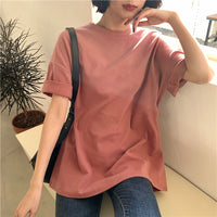 Spring Summer Women 6 Colors T-shirt  Casual Long Sleeve Loose Bottoming Solid Female Basic Thick Tops