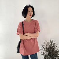 Spring Summer Women 6 Colors T-shirt  Casual Long Sleeve Loose Bottoming Solid Female Basic Thick Tops