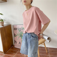 Spring Summer Women 6 Colors T-shirt  Casual Long Sleeve Loose Bottoming Solid Female Basic Thick Tops