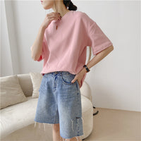Spring Summer Women 6 Colors T-shirt  Casual Long Sleeve Loose Bottoming Solid Female Basic Thick Tops
