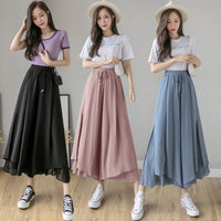 Casual Solid Color Wide Leg Pants Elastic High-waist Pleated Women's Pants Loose Flowing Summer Female Chiffon Trousers