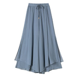 Casual Solid Color Wide Leg Pants Elastic High-waist Pleated Women's Pants Loose Flowing Summer Female Chiffon Trousers