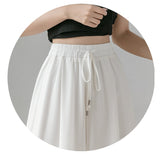 Casual Solid Color Wide Leg Pants Elastic High-waist Pleated Women's Pants Loose Flowing Summer Female Chiffon Trousers