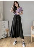 Casual Solid Color Wide Leg Pants Elastic High-waist Pleated Women's Pants Loose Flowing Summer Female Chiffon Trousers