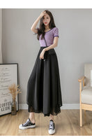 Casual Solid Color Wide Leg Pants Elastic High-waist Pleated Women's Pants Loose Flowing Summer Female Chiffon Trousers