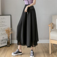 Casual Solid Color Wide Leg Pants Elastic High-waist Pleated Women's Pants Loose Flowing Summer Female Chiffon Trousers