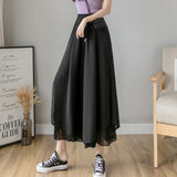 Casual Solid Color Wide Leg Pants Elastic High-waist Pleated Women's Pants Loose Flowing Summer Female Chiffon Trousers