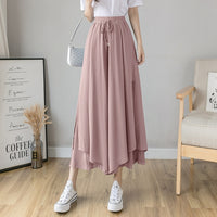 Casual Solid Color Wide Leg Pants Elastic High-waist Pleated Women's Pants Loose Flowing Summer Female Chiffon Trousers