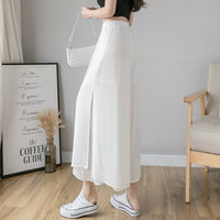 Casual Solid Color Wide Leg Pants Elastic High-waist Pleated Women's Pants Loose Flowing Summer Female Chiffon Trousers