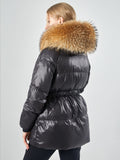 Female White Duck Down Jacket real Raccoon and fox fur