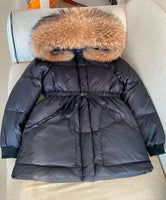 Female White Duck Down Jacket real Raccoon and fox fur
