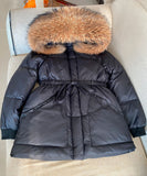 Female White Duck Down Jacket real Raccoon and fox fur