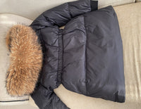 Female White Duck Down Jacket real Raccoon and fox fur