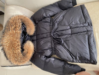 Female White Duck Down Jacket real Raccoon and fox fur