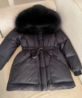 Female White Duck Down Jacket real Raccoon and fox fur