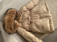 Female White Duck Down Jacket real Raccoon and fox fur