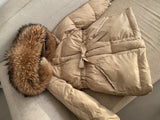 Female White Duck Down Jacket real Raccoon and fox fur