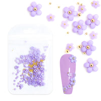 White Acrylic Flower Nail Art Decoration