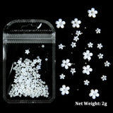 White Acrylic Flower Nail Art Decoration