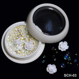 White Acrylic Flower Nail Art Decoration