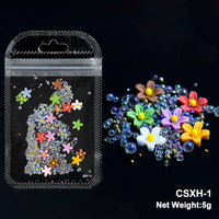 White Acrylic Flower Nail Art Decoration