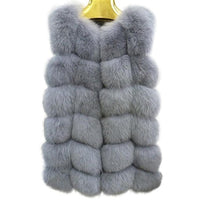 100% Real Fox Fur Vest Natural Whole Fox Fur Vest Gilet Women Regular Standard Covered Button Design Jackets Coat Plus Size 3XL