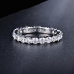 White Gold Color 3mm 0.1 Carat Round CZ Crystal Wedding Eternity Rings Bands