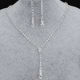 Silver Plated Celebrity Style Drop Crystal Necklace Earrings Jewelry Sets